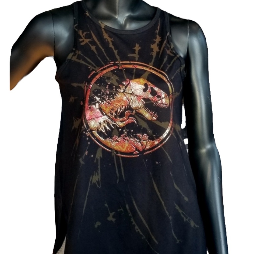 Jurassic World Universal Studios Ladies Tank Top Shirt Volcano Fire Logo Size S